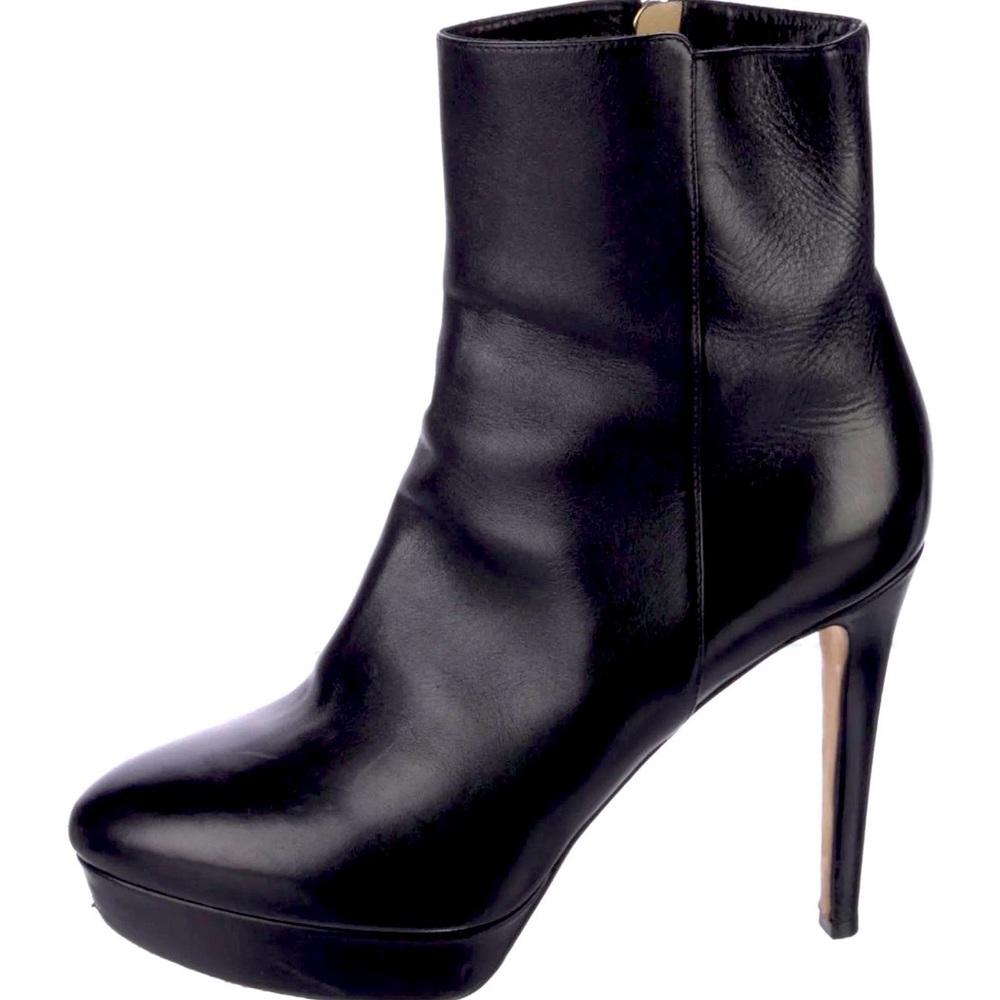 JIMMY CHOO MAGIC LEATHER PLATFORM ANKLE BOOTS BLACK SIZE 38